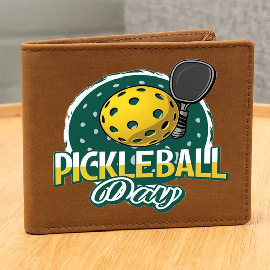 Juego deportivo Pickleball Day, cartera de cuero con gráfico