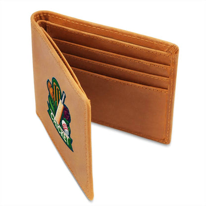 Cricket Sport, Chenille Patch Graphic, Leather Wallet