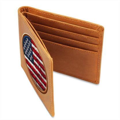 American Flag USA Chenille Patch Graphic, Leather Wallet