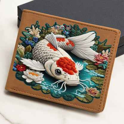 Koi Fish Pond, Graphic Leather Wallet