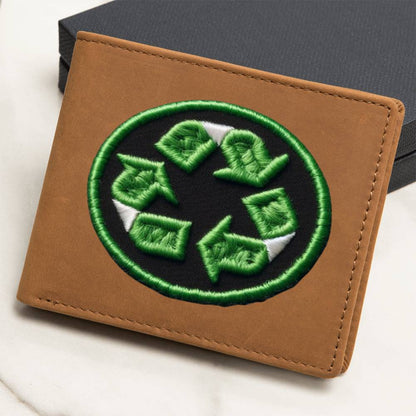 Recycle Chenille Patch Graphic, Leather Wallet