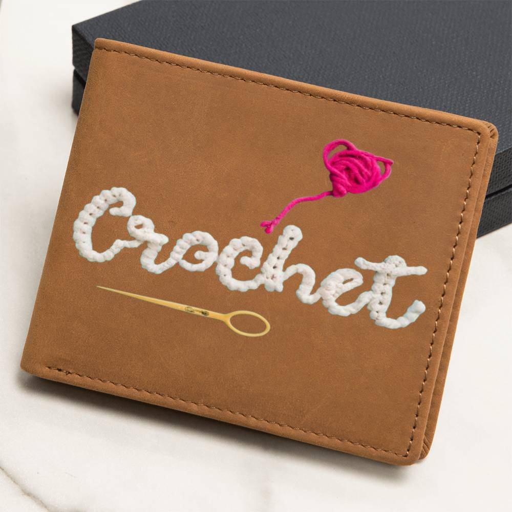 Regalo amante del crochet, billetera de cuero gráfica