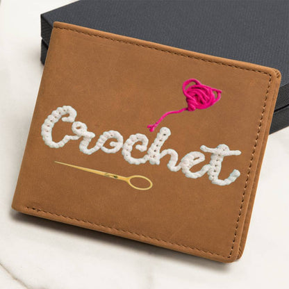 Crochet Lover Gift, Graphic Leather Wallet