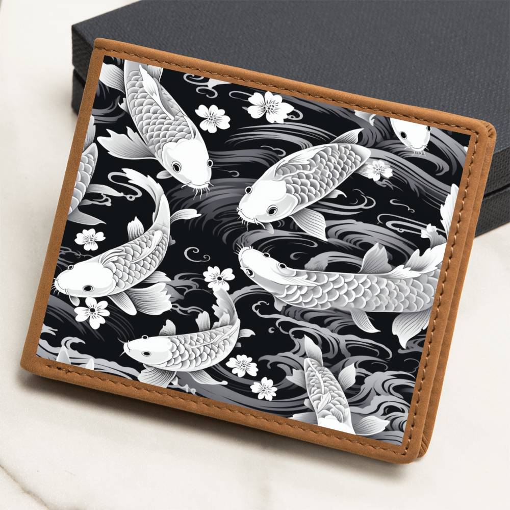 Japan Koi Fish, Leather Wallet