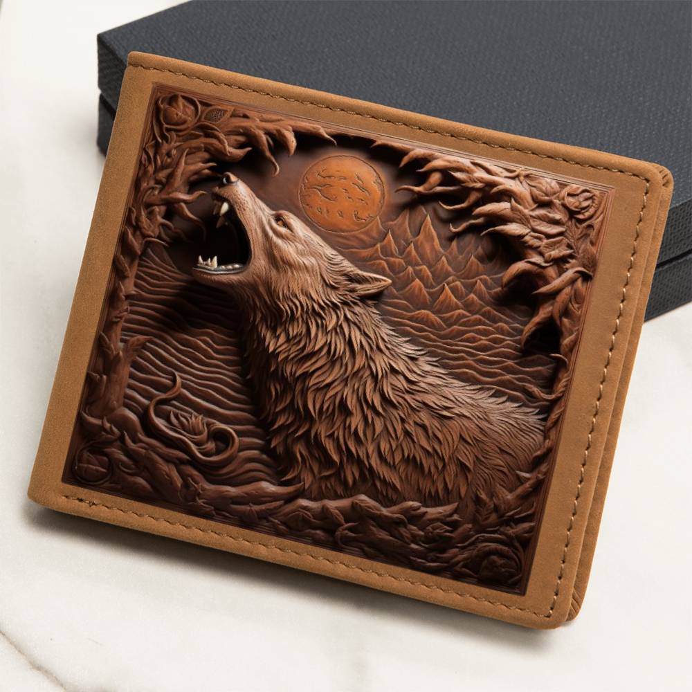 Wolf, Tooled Leather Graphic Wallet