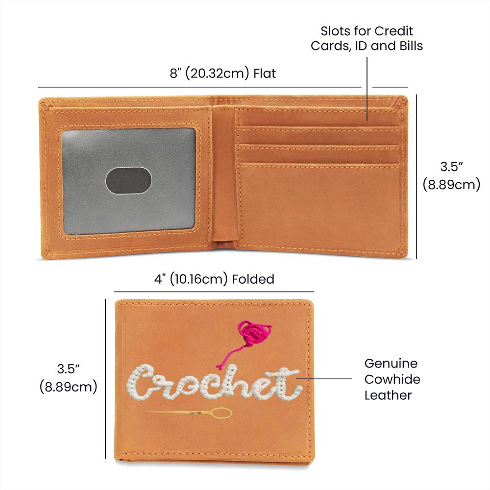 Crochet Lover Gift, Graphic Leather Wallet