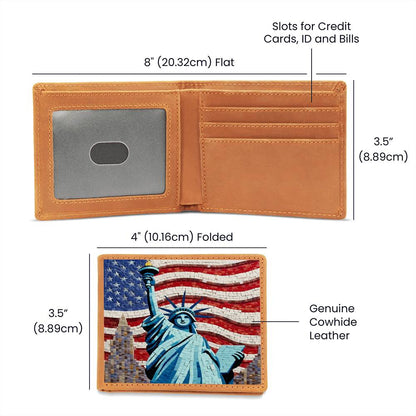 Mosaic Statue Of Liberty USA America Patriotic, Graphic Leather Wallet