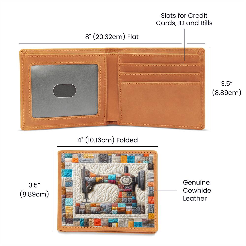 Sewing Machine Quilt Art - Graphic Leather Wallet