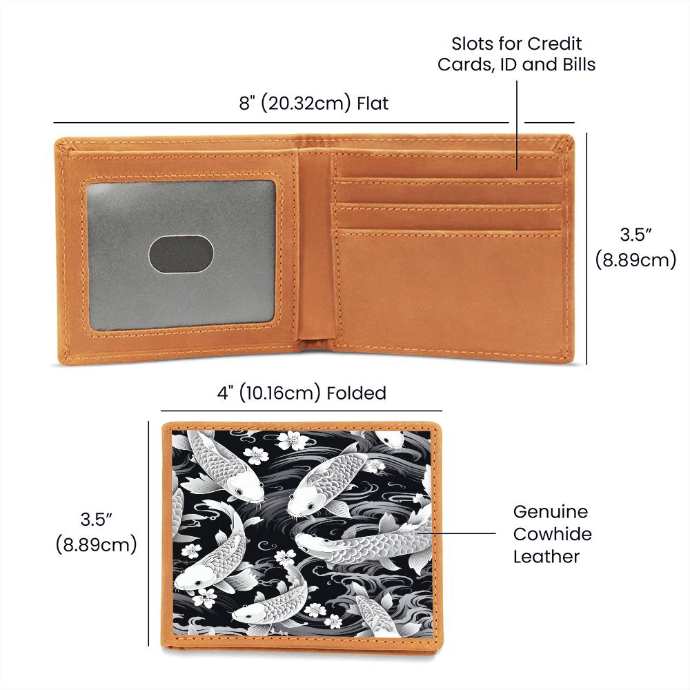 Japan Koi Fish, Leather Wallet