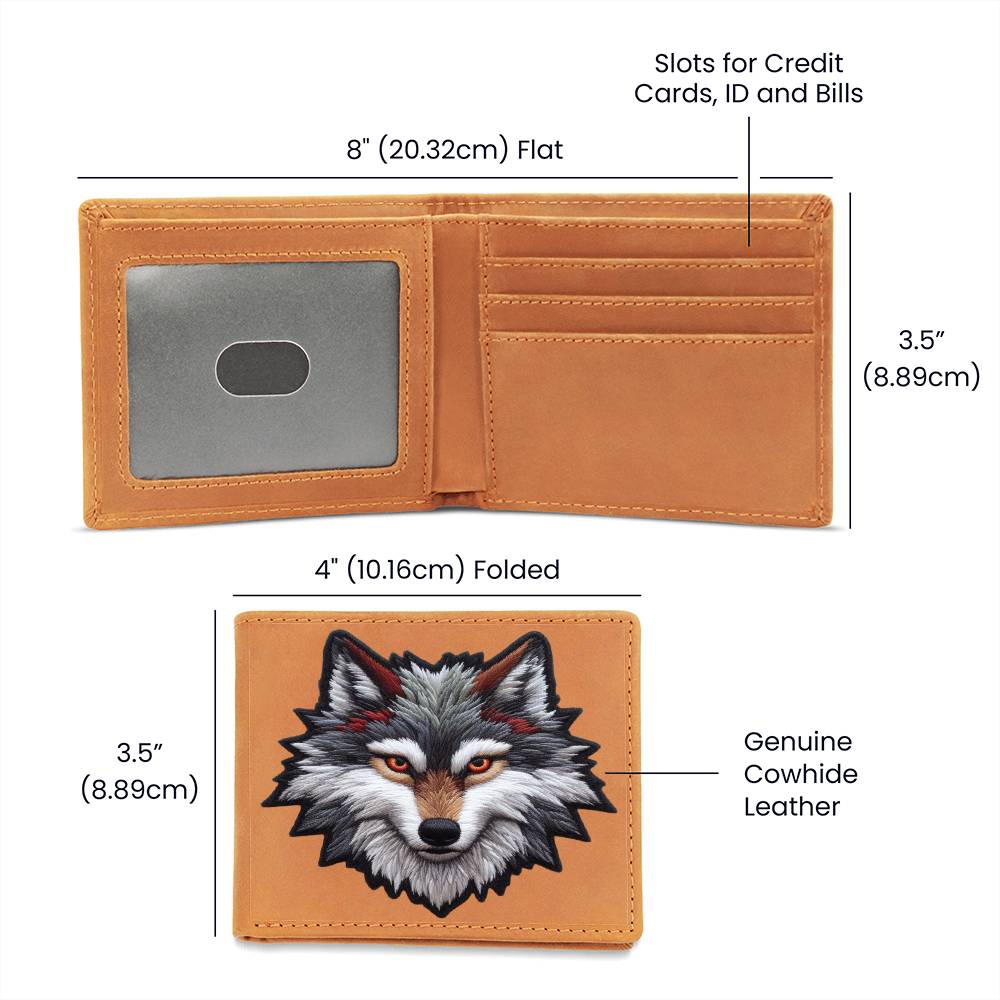 Wild Wolf Animal, Graphic Chenille Patch, Leather Wallet