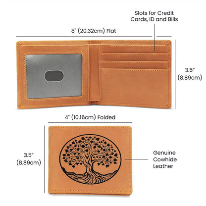 Tree Embroider Graphic, Leather Wallet