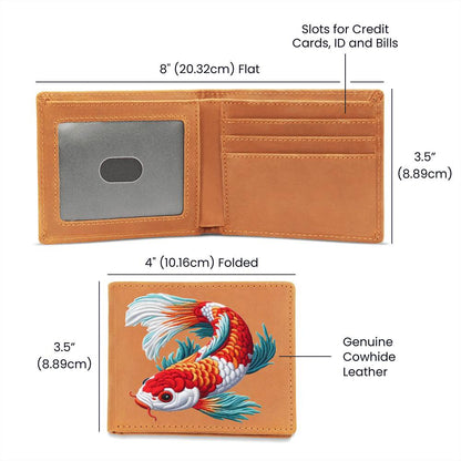 Koi Fish, Chenille Patch Graphic, Leather Wallet