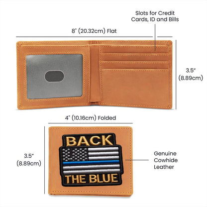 Back The Blue Flag Chenille Patch Graphic, Leather Wallet