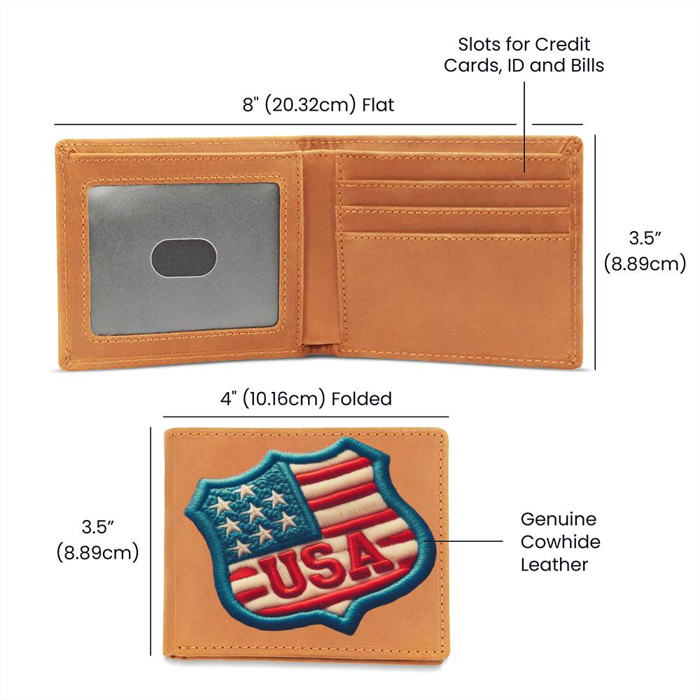 USA Chenille Patch America Graphic, Leather Wallet