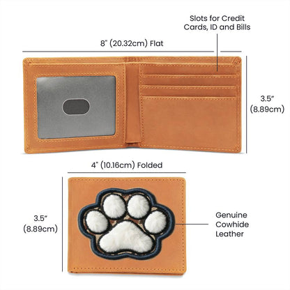 Paw Print, Chenille Patch Graphic, Leather Wallet