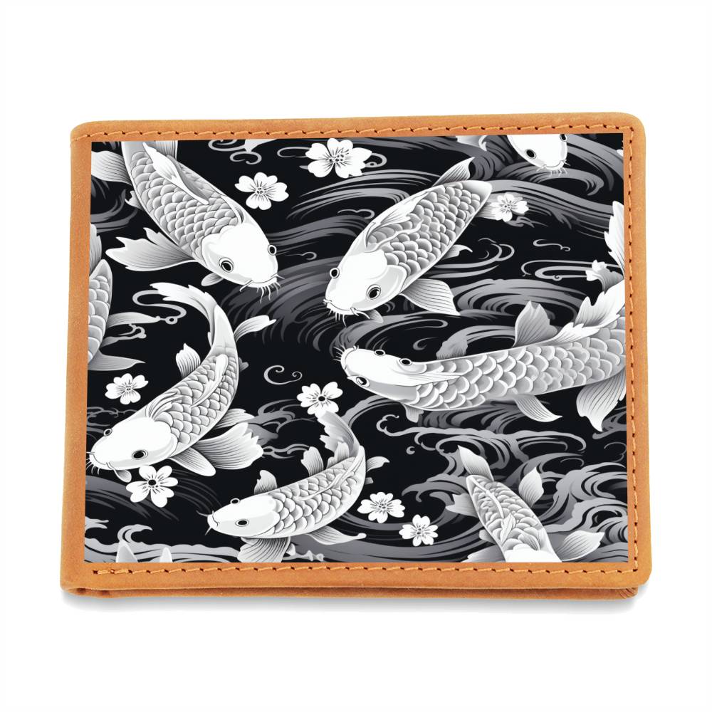 Japan Koi Fish, Leather Wallet