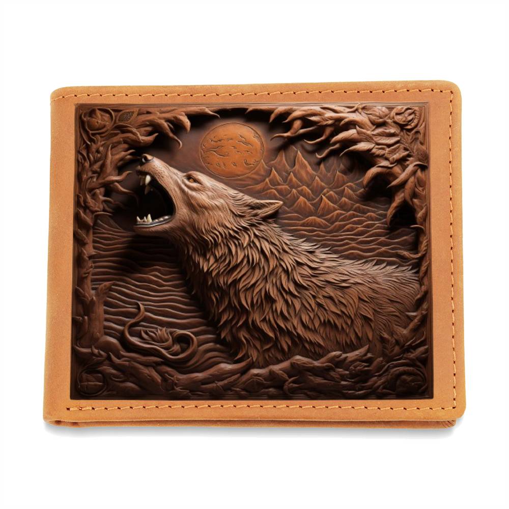 Wolf, Tooled Leather Graphic Wallet