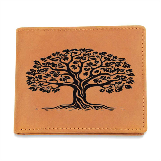 Tree Stamp Graphic, Leather Wallet