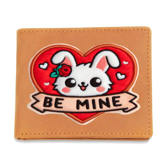 Be Mine, Easter Bunny Valentine, Chenille Patch Heart Graphic, Leather Wallet