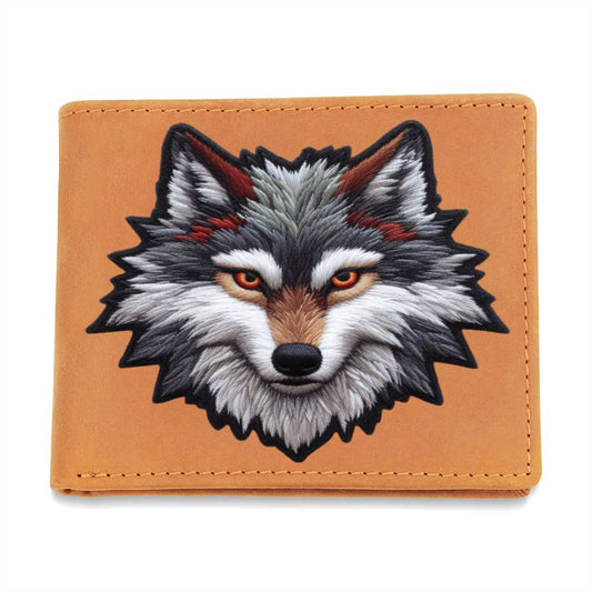 Wild Wolf Animal, Graphic Chenille Patch, Leather Wallet
