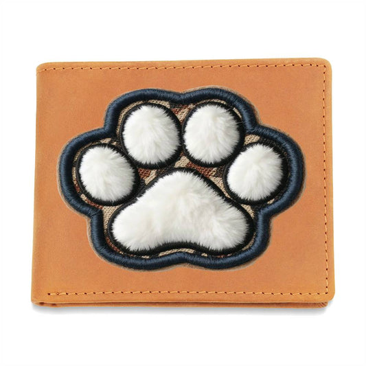 Paw Print, Chenille Patch Graphic, Leather Wallet
