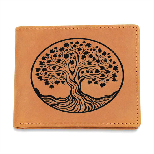 Tree Embroider Graphic, Leather Wallet