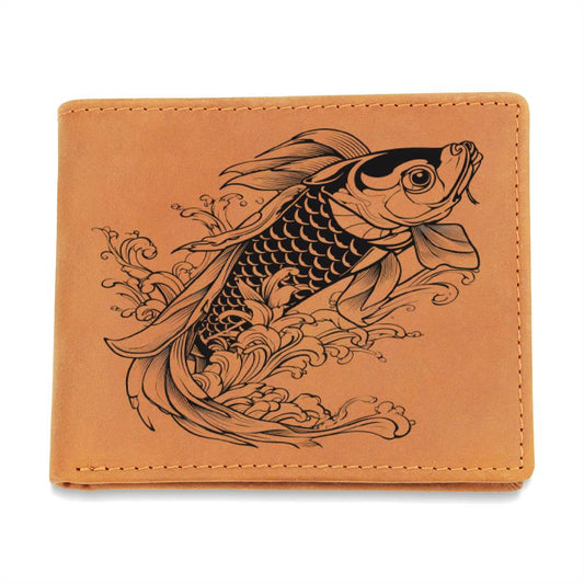 Koi Fish, Leather Wallet - USA Shipping