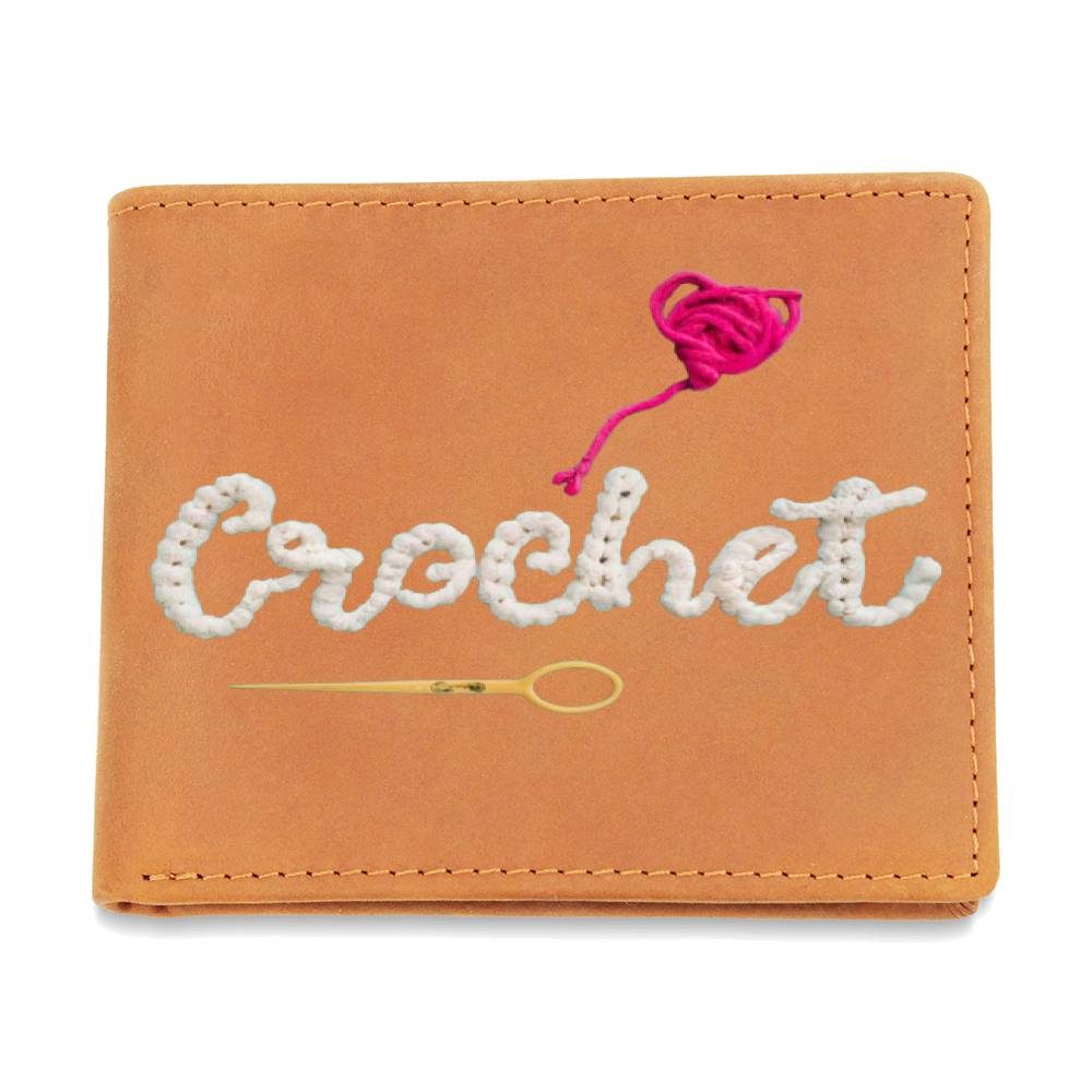 Crochet Lover Gift, Graphic Leather Wallet