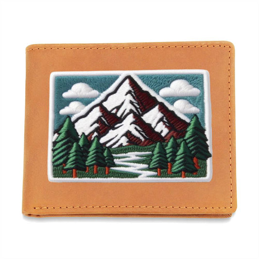 Mountain Outdoor Adventure, Graphic Leather Wallet