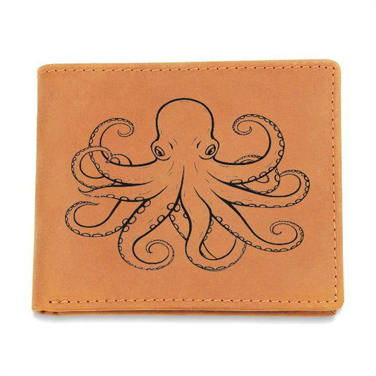 Octopus Leather Wallet, USA Shipping