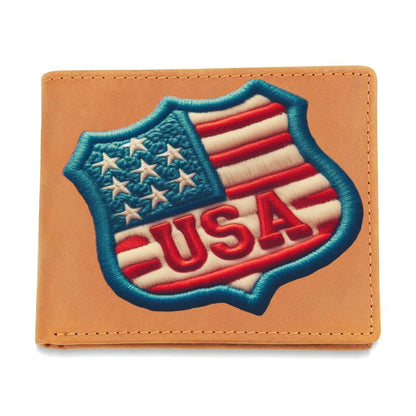 USA Chenille Patch America Graphic, Leather Wallet