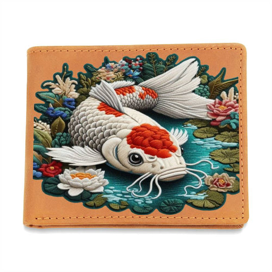 Koi Fish Pond, Graphic Leather Wallet