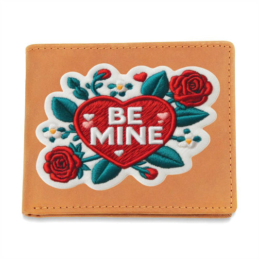 Be Mine, Valentine Rose, gráfico de parche de chenilla, cartera de cuero