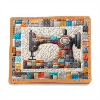 Sewing Machine Quilt Art - Graphic Leather Wallet