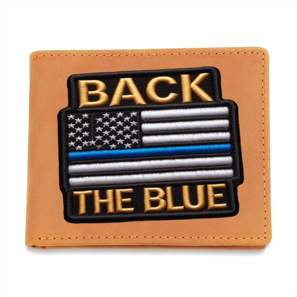 Back The Blue Flag Chenille Patch Graphic, Leather Wallet