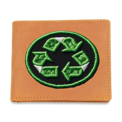 Recycle Chenille Patch Graphic, Leather Wallet