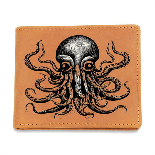 Kraken Octopus Alien, Leather Wallet - USA Shipping