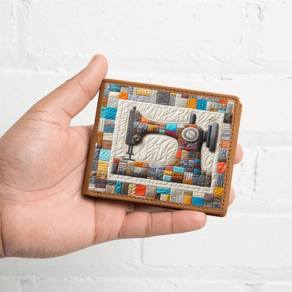 Sewing Machine Quilt Art - Graphic Leather Wallet