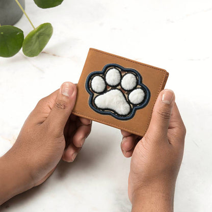 Paw Print, Chenille Patch Graphic, Leather Wallet