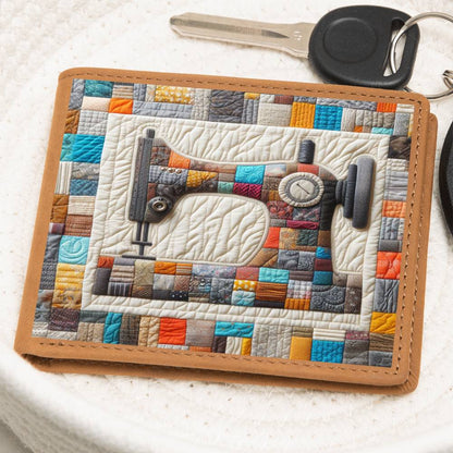 Sewing Machine Quilt Art - Graphic Leather Wallet