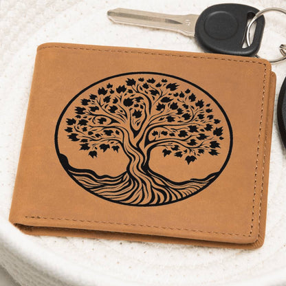 Tree Embroider Graphic, Leather Wallet