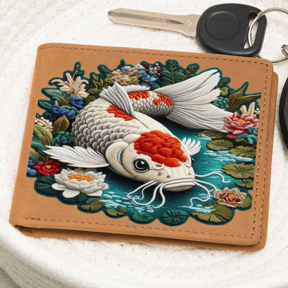 Koi Fish Pond, Graphic Leather Wallet