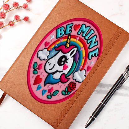 Be Mine, Magic Pony Fantasy, Valentine Chenille Patch Graphic, Leather Journal, Leather Notebook