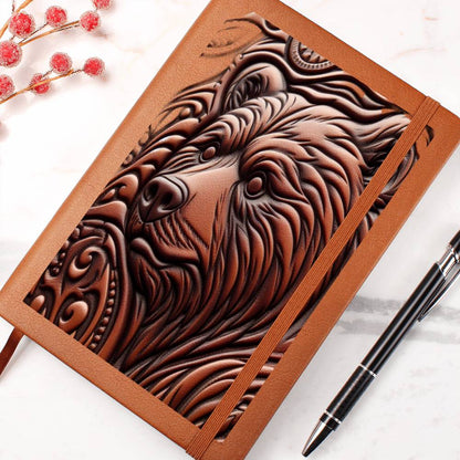 Brown Bear, Wild Nature Animal, Tooled Leather Graphic, Leather Journal, Leather Notebook