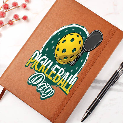 Pickleball Day Sport Game, Graphic - Vegan Leather Journal Notebook