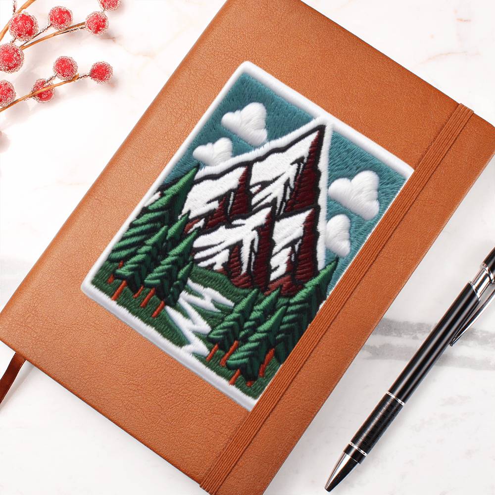 Mountain Outdoor Adventure, Graphic Leather Journal, Leather Notebook