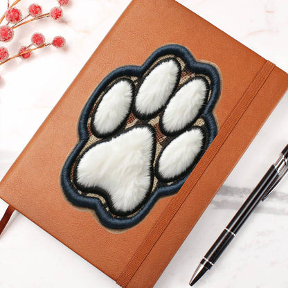 Paw Print, Chenille Patch Graphic, Leather Journal, Leather Notebook