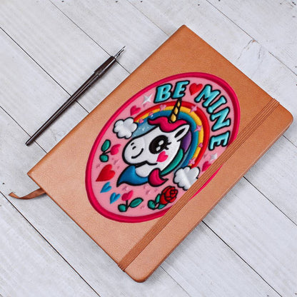 Be Mine, Magic Pony Fantasy, Valentine Chenille Patch Graphic, Leather Journal, Leather Notebook