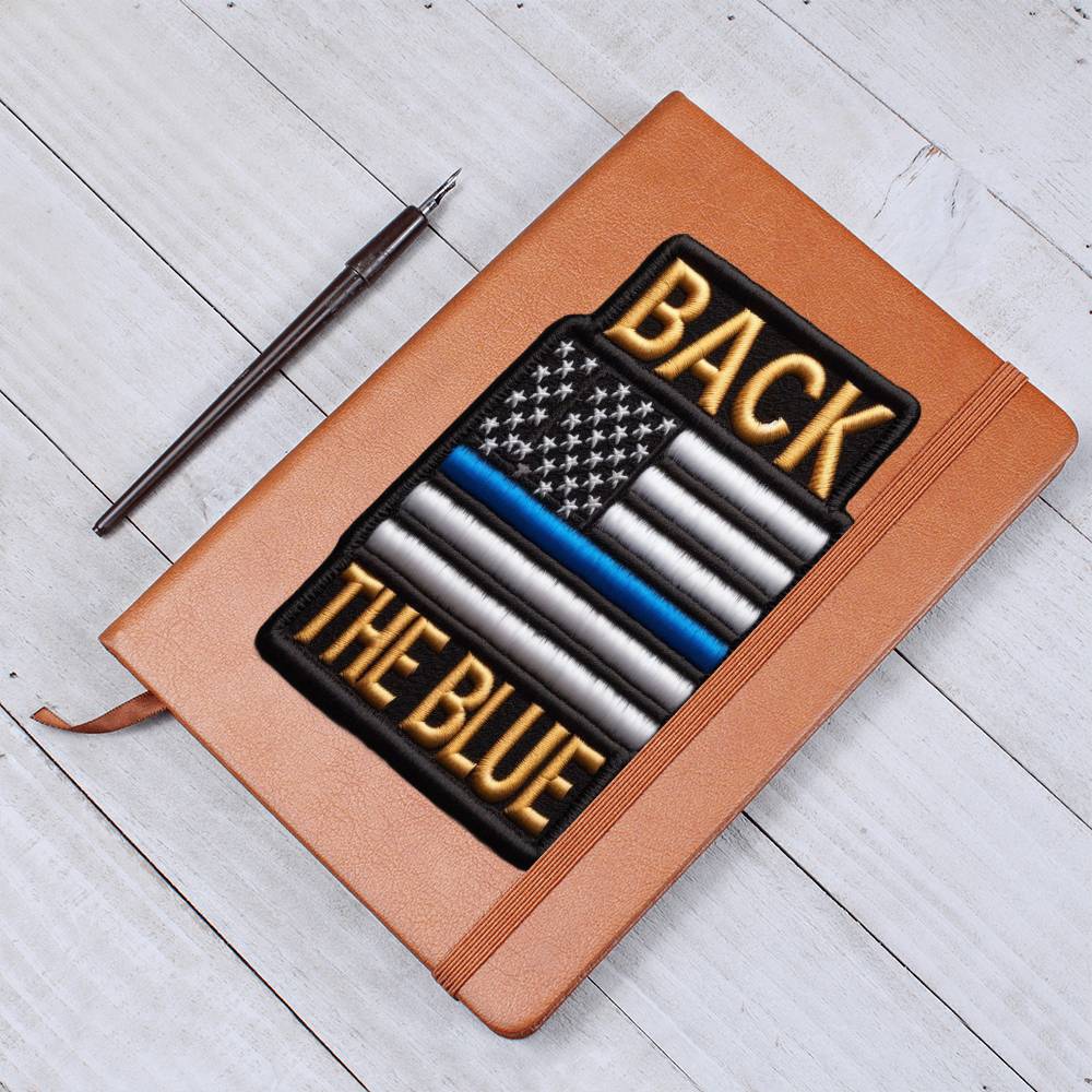 Back The Blue Flag Chenille Patch Graphic, Leather Journal Notebook