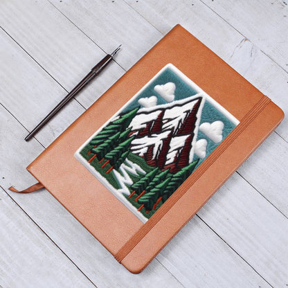 Mountain Outdoor Adventure, Graphic Leather Journal, Leather Notebook